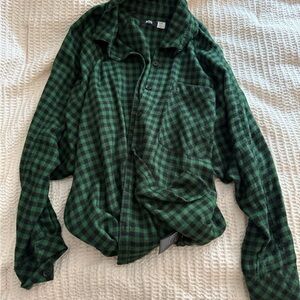 Urban Outfitters Green Plaid Button Down Shirt